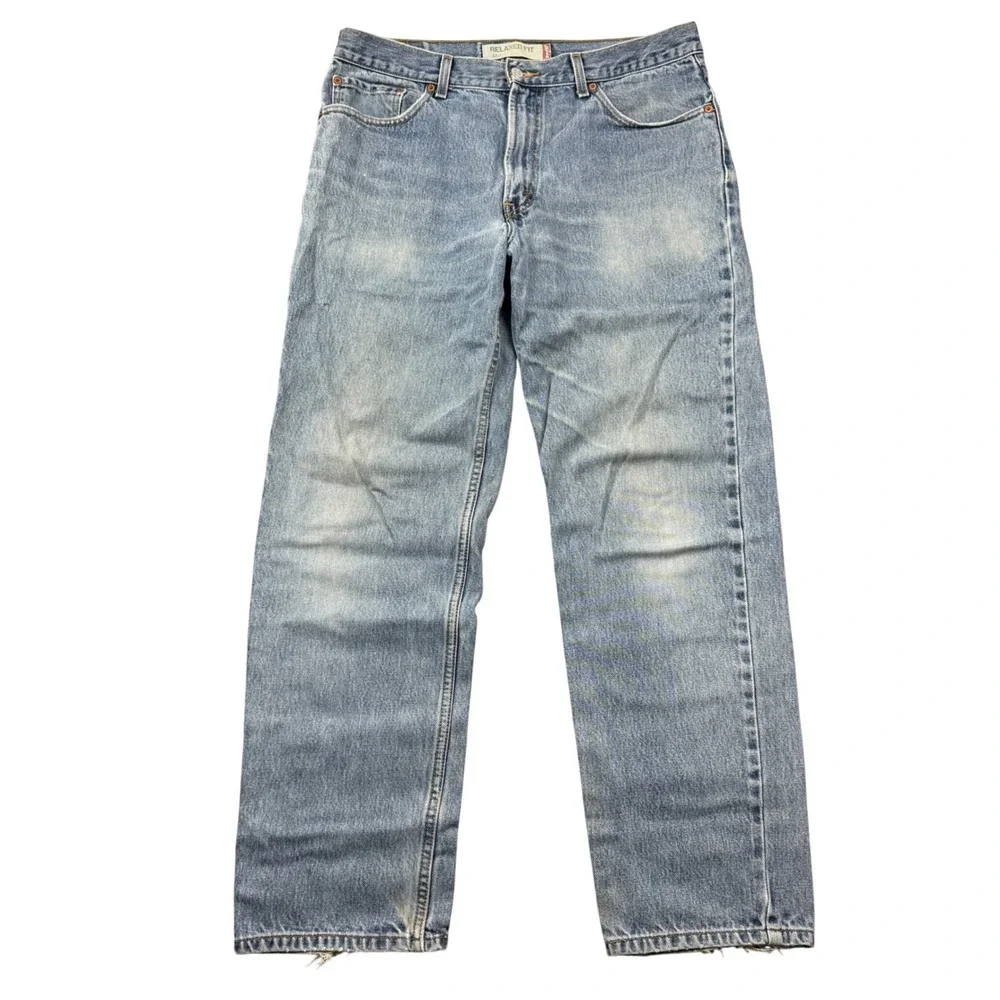 Levis 550 Relaxed Fit Light Wash Denim Jeans Mens 36x32 Distressed Skater Loose